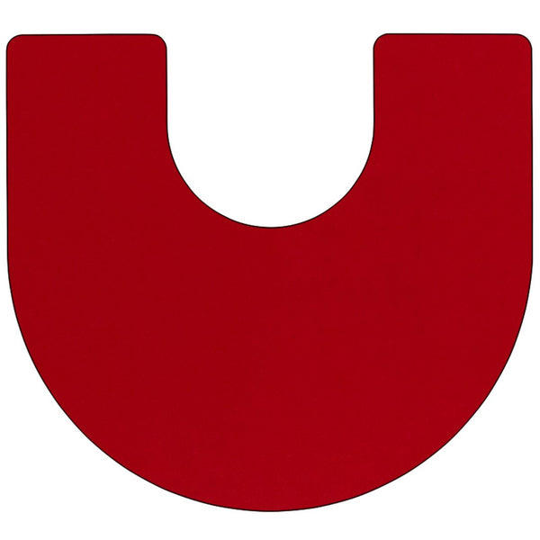 English Elm Commercial Grade Mobile 60''W x 66''L Horseshoe Thermal Laminate Activity Table - Standard Height Adjustable Legs