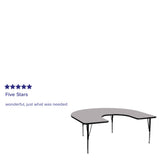 English Elm Commercial Grade 60''W x 66''L Horseshoe Grey Thermal Laminate Activity Table - Height Adjustable Short Legs