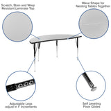 English Elm Commercial Grade 60" Half Circle Wave Flexible Collaborative Thermal Laminate Activity Table - Standard Height Adjustable Legs