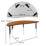 English Elm Commercial Grade 60" Half Circle Wave Flexible Collaborative Thermal Laminate Activity Table - Standard Height Adjustable Legs