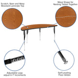 English Elm Commercial Grade 60" Half Circle Wave Flexible Collaborative Thermal Laminate Activity Table - Standard Height Adjustable Legs