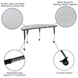 English Elm Commercial Grade Mobile 60" Half Circle Wave Flexible Collaborative Thermal Laminate Activity Table-Standard Height Adjust Legs