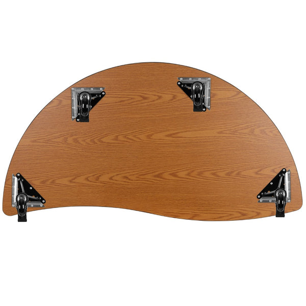 English Elm Commercial Grade Mobile 60" Half Circle Wave Flexible Collaborative Thermal Laminate Activity Table-Height Adjust Short Legs