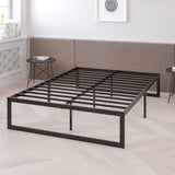 English Elm 14 Inch Metal Platform Bed Frame - No Box Spring Needed with Steel Slat Support and Quick Lock Functionality (Full)