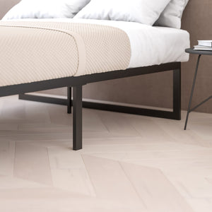 English Elm 14 Inch Metal Platform Bed Frame - No Box Spring Needed with Steel Slat Support and Quick Lock Functionality (Full)