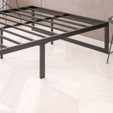 English Elm 14 Inch Metal Platform Bed Frame - No Box Spring Needed with Steel Slat Support and Quick Lock Functionality (Full)