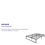 English Elm 14 Inch Metal Platform Bed Frame - No Box Spring Needed with Steel Slat Support and Quick Lock Functionality (Full)