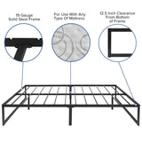 English Elm 14 Inch Metal Platform Bed Frame - No Box Spring Needed with Steel Slat Support and Quick Lock Functionality (Full)