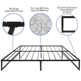 English Elm 14 Inch Metal Platform Bed Frame - No Box Spring Needed with Steel Slat Support and Quick Lock Functionality (King)