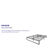 English Elm 14 Inch Metal Platform Bed Frame - No Box Spring Needed with Steel Slat Support and Quick Lock Functionality (Queen)