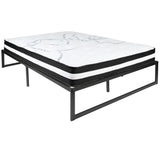 English Elm 14 Inch Metal Platform Bed Frame with 10 Inch Pocket Spring Mattress in a Box (No Box Spring Required) - Full