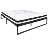 English Elm 14 Inch Metal Platform Bed Frame with 10 Inch Pocket Spring Mattress in a Box (No Box Spring Required) - Queen