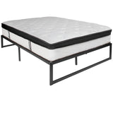 English Elm 14 Inch Metal Platform Bed Frame with 12 Inch Memory Foam Pocket Spring Mattress in a Box (No Box Spring Required) - Full