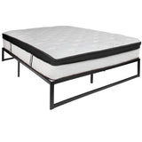 English Elm 14 Inch Metal Platform Bed Frame with 12 Inch Memory Foam Pocket Spring Mattress in a Box (No Box Spring Required) - Queen