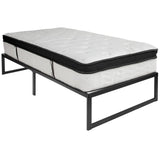 English Elm 14 Inch Metal Platform Bed Frame with 12 Inch Memory Foam Pocket Spring Mattress in a Box (No Box Spring Required) - Twin