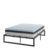 English Elm 14 Inch Metal Platform Bed Frame with 10 Inch Pocket Spring Mattress in a Box and 2 Inch Cool Gel Memory Foam Topper - Queen