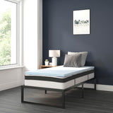 14 Inch Metal Platform Bed Frame with 10 Inch Pocket Spring Mattress in a Box and 2 Inch Cool Gel Memory Foam Topper - Twin