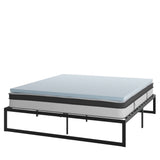 English Elm 14 Inch Metal Platform Bed Frame with 10 Inch Pocket Spring Mattress in a Box and 3 inch Cool Gel Memory Foam Topper - King