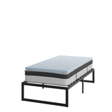 English Elm 14 Inch Metal Platform Bed Frame with 10 Inch Pocket Spring Mattress in a Box and 2 Inch Cool Gel Memory Foam Topper - Twin