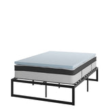 English Elm 14 Inch Metal Platform Bed Frame with 12 Inch Pocket Spring Mattress in a Box and 2 Inch Cool Gel Memory Foam Topper - Full