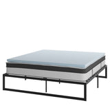 English Elm 14 Inch Metal Platform Bed Frame with 12 Inch Pocket Spring Mattress in a Box and 2 Inch Cool Gel Memory Foam Topper - King