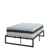 English Elm 14 Inch Metal Platform Bed Frame with 12 Inch Pocket Spring Mattress in a Box and 3 inch Cool Gel Memory Foam Topper - Full