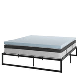 English Elm 14 Inch Metal Platform Bed Frame with 12 Inch Pocket Spring Mattress in a Box and 3 inch Cool Gel Memory Foam Topper - King