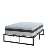 English Elm 14 Inch Metal Platform Bed Frame with 12 Inch Pocket Spring Mattress in a Box and 3 inch Cool Gel Memory Foam Topper - Queen