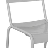 English Elm Commercial Grade Commercial Grade Steel Stack Chair, Indoor-Outdoor Armless Chair with 2 Slat Back in Quicksilver