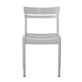 English Elm Commercial Grade Commercial Grade Steel Stack Chair, Indoor-Outdoor Armless Chair with 2 Slat Back in Quicksilver