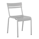 English Elm Commercial Grade Commercial Grade Steel Stack Chair, Indoor-Outdoor Armless Chair with 2 Slat Back in Quicksilver