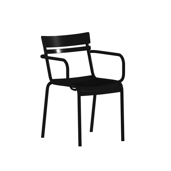 English Elm Commercial Grade Commercial Grade Steel Indoor-Outdoor Stackable Chair with 2 Slats and Arms