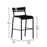 English Elm Commercial Grade Commercial Grade Metal Indoor-Outdoor Bar Height Stool with 2 Slats