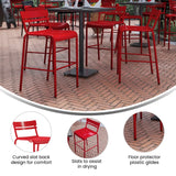 English Elm Commercial Grade Commercial Grade Metal Indoor-Outdoor Bar Height Stool with 2 Slats