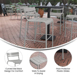 English Elm Commercial Grade Commercial Grade Metal Indoor-Outdoor Bar Height Stool with 2 Slats