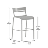 English Elm Commercial Grade Commercial Grade Metal Indoor-Outdoor Bar Height Stool with 2 Slats