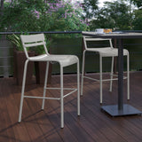 English Elm Commercial Grade Commercial Grade Metal Indoor-Outdoor Bar Height Stool with 2 Slats