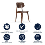 English Elm Commercial Grade Commercial Grade Solid Wood Dining Chair with Curved Oval Backrest