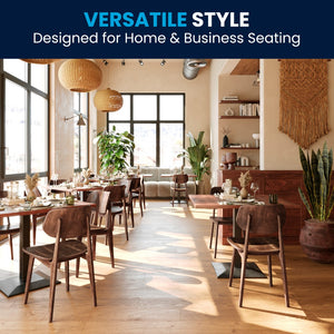 English Elm Commercial Grade Commercial Grade Solid Wood Dining Chair with Curved Oval Backrest