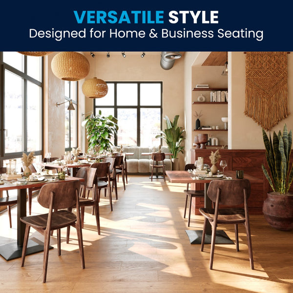 English Elm Commercial Grade Commercial Grade Solid Wood Dining Chair with Curved Oval Backrest