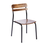 English Elm Commercial Grade Commercial Grade Solid Wood Dining Chair with Black Metal Frame and Finish