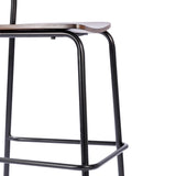 English Elm Commercial Grade Commercial Grade Solid Wood Bar Stool with Black Metal Frame and Finish