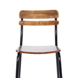 English Elm Commercial Grade Commercial Grade Solid Wood Bar Stool with Black Metal Frame and Finish