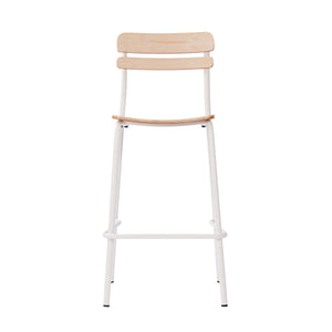 English Elm Commercial Grade Commercial Grade Solid Wood Bar Stool with Metal Frame and Finish