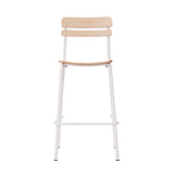 English Elm Commercial Grade Commercial Grade Solid Wood Bar Stool with Metal Frame and Finish