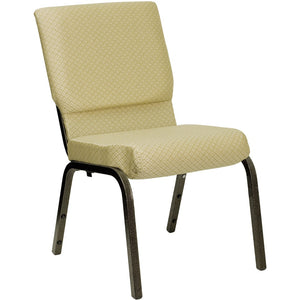 English Elm Commercial Grade Series 18.5''W Stacking Church Chair in Patterned Fabric - Gold Vein Frame