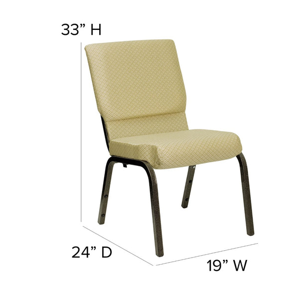 English Elm Commercial Grade Series 18.5''W Stacking Church Chair in Patterned Fabric - Gold Vein Frame