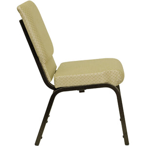 English Elm Commercial Grade Series 18.5''W Stacking Church Chair in Patterned Fabric - Gold Vein Frame