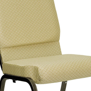 English Elm Commercial Grade Series 18.5''W Stacking Church Chair in Patterned Fabric - Gold Vein Frame