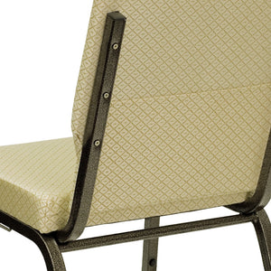 English Elm Commercial Grade Series 18.5''W Stacking Church Chair in Patterned Fabric - Gold Vein Frame
